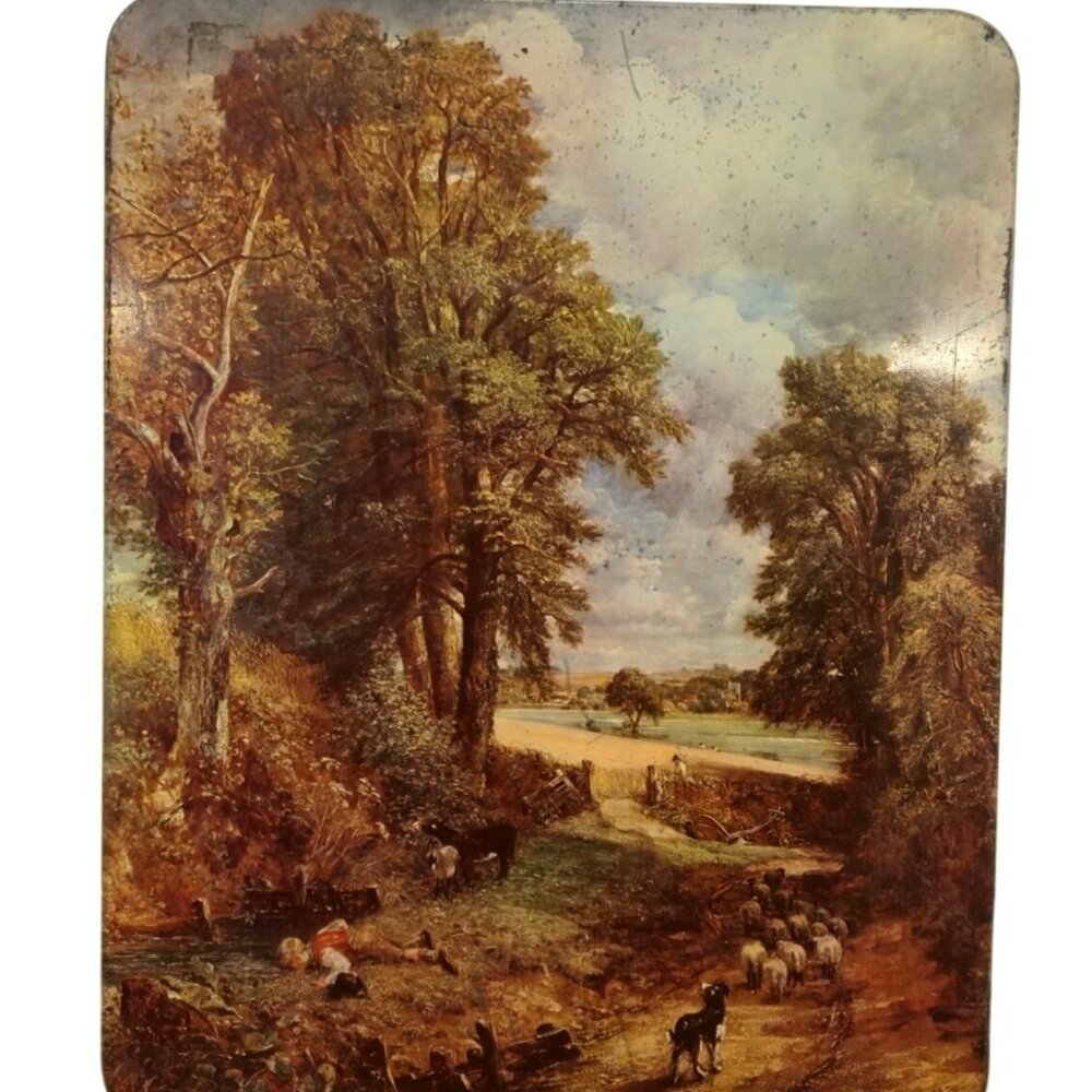 Vintage Art tin The Cornfield John Constable National Gallery London biscuits